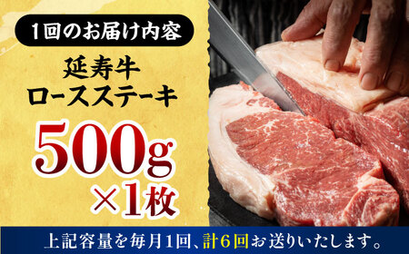 【6回定期便】熊本県産 延寿牛 あか牛 ロース ステーキ 約 500g【有限会社 九州食肉産業】[ZDQ109]