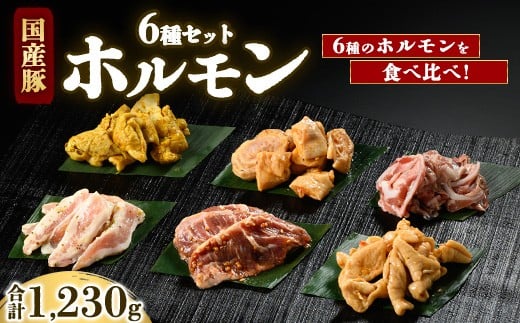 
            国産豚ホルモン6種セット　合計1,230g ※北海道・沖縄・離島への配送不可
          