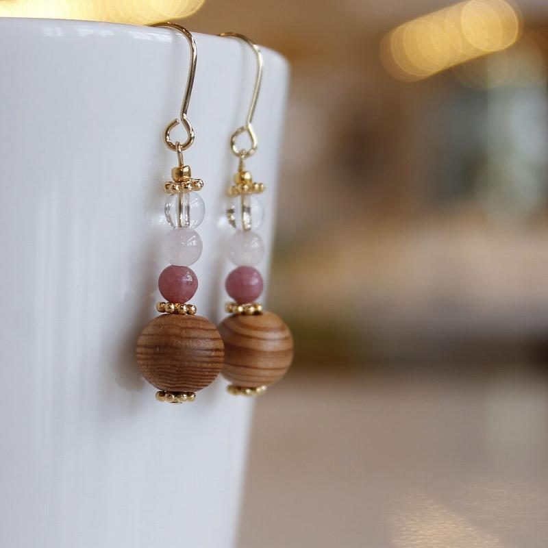 屋久杉×10月誕生石　ピアス