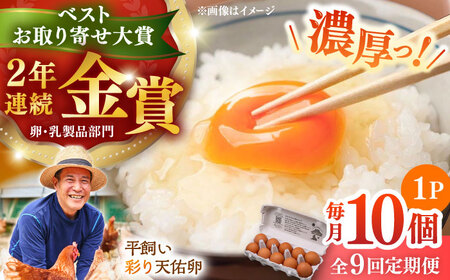 【全9回定期便】彩り天佑卵 10個入り 卵 卵 卵  卵 卵 たなべたたらの里[AIDL009]