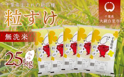 令和6年産 千葉県産「粒すけ」25kg無洗米（5kg×5袋）  お米 無洗米 25kg 千葉県産 大網白里市 粒すけ 米  こめ 送料無料 A047
