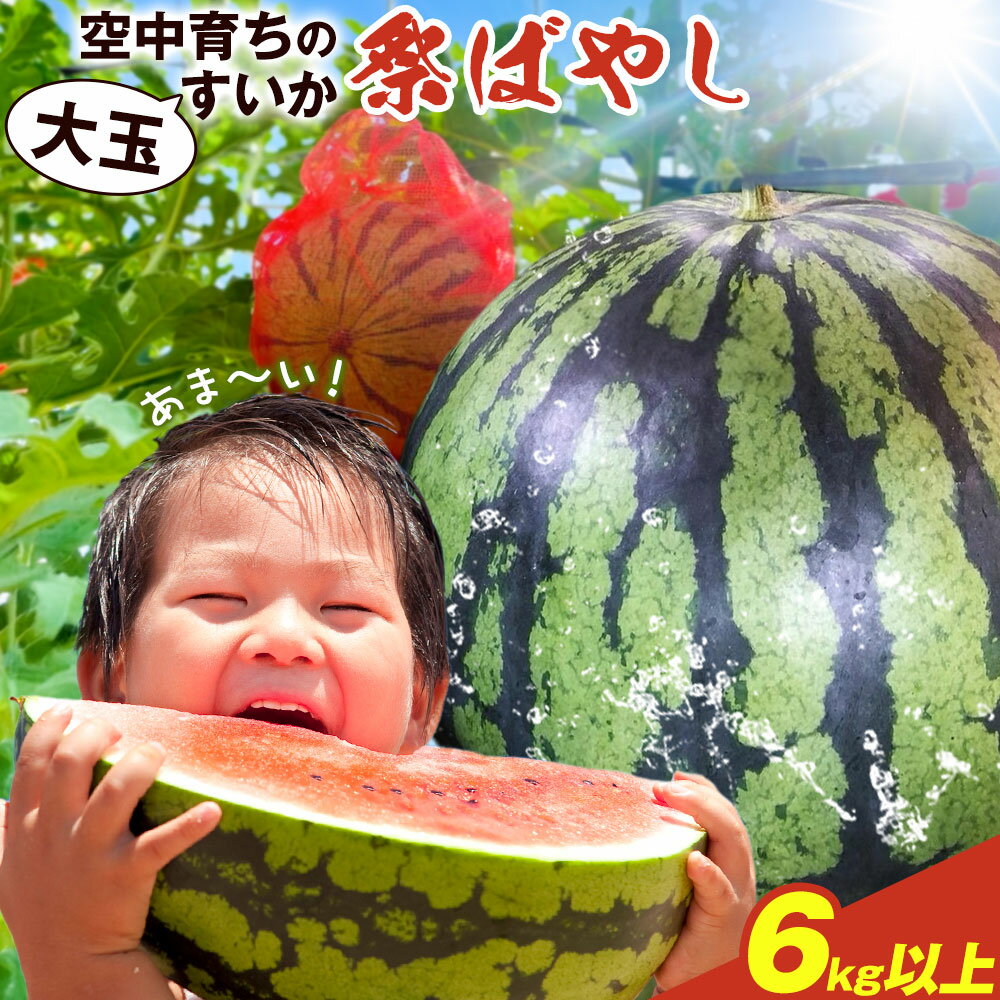 【ふるさと納税】贅沢な甘さとシャリ感 空中育ちの大玉すいか 祭ばやし 6kg以上 1玉 そうがわ農園 《6月下旬-8月上旬頃出荷》 和歌山県 日高川町 スイカ 西瓜 すいか 大玉