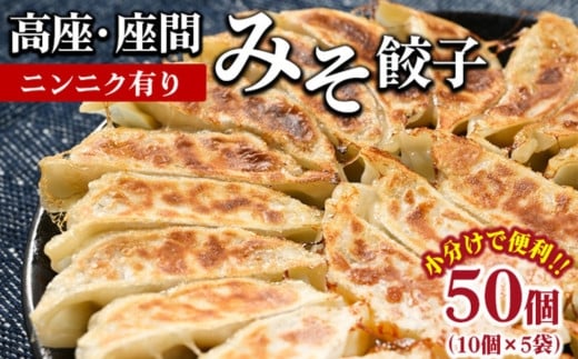 高座・座間みそ餃子（ニンニク有り）50個（10個×5袋）｜ぎょうざ ギョウザ 味噌 おつまみ おかず 惣菜 簡単調理 中華 グルメ お取り寄せ 冷凍 小分け