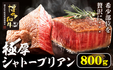 博多和牛 ヒレシャトーブリアンステーキ 800g 久田精肉店株式会社《30日以内に出荷予定(土日祝除く)》小竹町 博多和牛 牛肉 赤身 A5等級 厳選 シャトーブリアン ステーキ 国産 送料無料