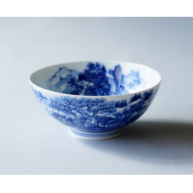有田焼 呉須染付 山水絵 茶碗 起山窯 A20-122_イメージ3