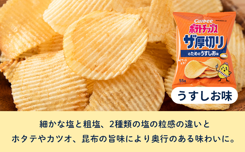 【定期便3カ月】ザ厚切りのための うすしお味 24袋 2箱 カルビー ポテトチップス 《千歳工場製造》