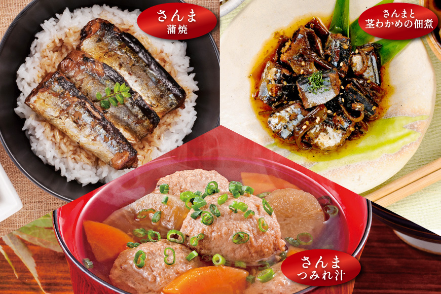 三陸食堂 煮魚 惣菜 セット 3種 9パック [阿部長商店 宮城県 気仙沼市 20565440] 簡単調理 レトルト 魚 レンジ 長期保存 魚料理 和食 常温保存 さんま 蒲焼 つみれ汁 和食 常温保