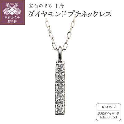 ふるさと納税 甲府市 K10 縦長 5石 ダイヤモンド ネックレス プチ ホワイトゴールド J-505