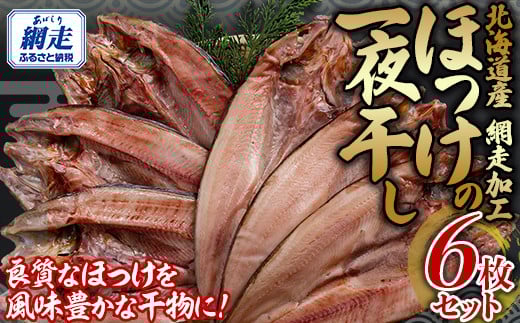 網走加工 ほっけ一夜干し 6枚セット 【 ふるさと納税 人気 おすすめ ランキング ほっけ ホッケ 干物 一夜干し 開き 魚 北海道産 お手軽 簡単 冷凍 絶品 オホーツク 北海道 網走市 送料無料 】 ABB135