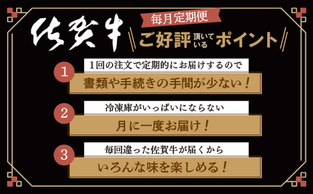 【定期便12回】厳選 佐賀牛 食べ比べ 毎月お届け 月替り 佐賀牛定期便 全12回 _i-6