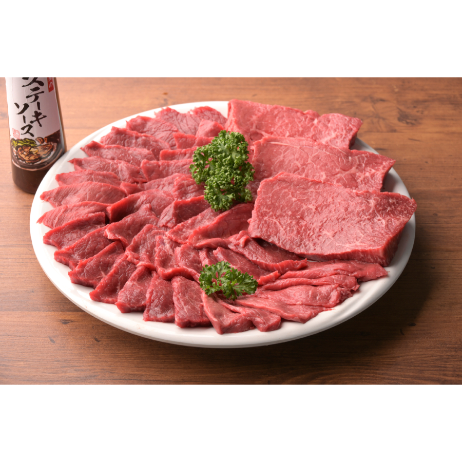 ＜大心産業株式会社＞おおいた和牛赤身セット【焼肉用500g・ステーキ用150g×3(合計950g)】ステーキソース付き