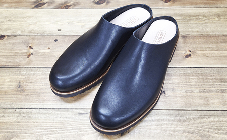 メンズ サボサンダル 本革 紳士靴 日本製 撥水 シューズ ビブラムソール スリッポン スリッパサンダル KOTOKA（コトカ）たつの蝋引き まほろばサボ No.KTO-7734 ブラック メンズLサ