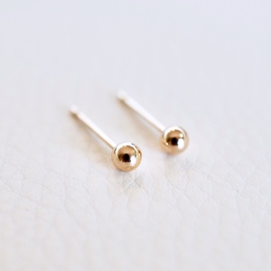 K10YG(10金) イエローゴールド  地金 中空 シンプル ボール ピアス (3mm)  保証書付 KO-0081 242-068-b