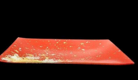 スクエアプレート(D) 古代塗り金箔本朱［NF208］