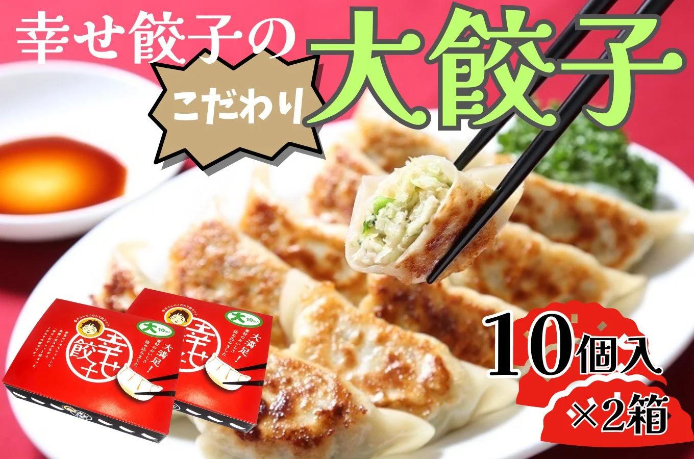 幸せ餃子のボリューム満点こだわり大餃子（2箱）/ 餃子 ギョウザ 手作り ジャンボ餃子 １０個入り ２箱 冷凍 食品 おかず 冷凍 食品 おかず 国産 国産野菜 高座豚 ぎょうざ ギョーザ 餃子 冷凍餃子 焼き餃子 焼餃子 冷凍 冷凍食品 おかず 弁当 惣菜 おつまみ おやつ 時短 便利 焼くだけ お手軽 アレンジ 常備
