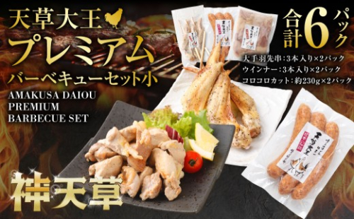 天草大王プレミアムバーベキューセット（小） 計6パック 天草大王 焼鳥 手羽先 串 ウインナー コロコロカット