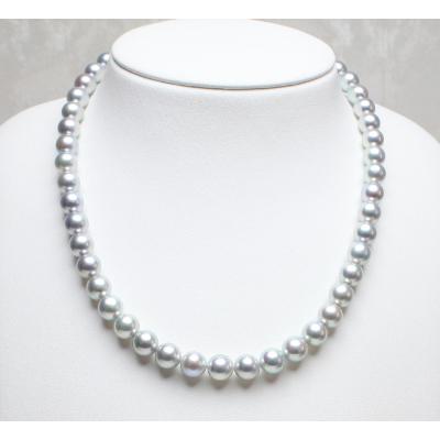 ふるさと納税 南伊勢町 大粒8.5〜9ミリ　アコヤ真珠グレーネックレス |  | 01