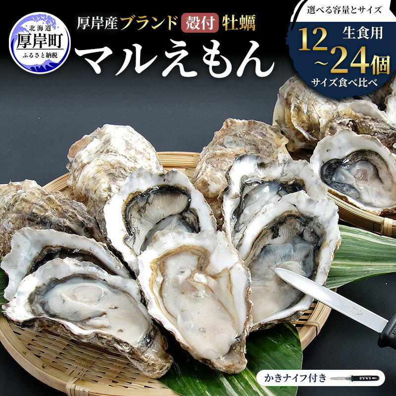 【ふるさと納税】サイズと個数が選べる 牡蠣 生食 カキ 厚岸産 ブランド 殻付カキ マルえもん 生食用 サイズ食べ比べ 12個～24個 M～3L 各6個[ 魚貝類 生牡蠣 かき 牡蠣 カキ 生ガキ 食べ比べ ]　お届け：※12月20日～1月8日配送不可