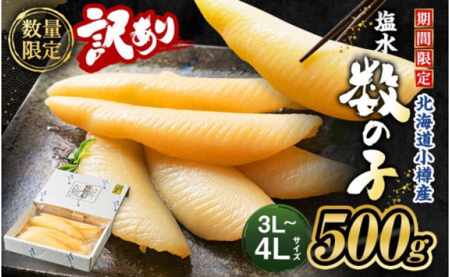 
北海道 小樽産 訳あり 塩水 数の子 500g 国産 冷蔵 かずのこ 4Lサイズ 魚卵 お節 おせち
