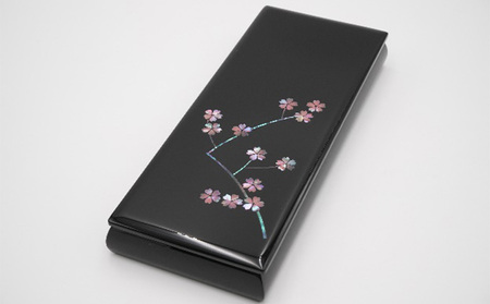 ペンBOX　桜（貝入）黒