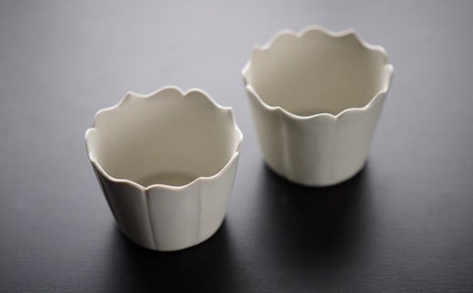 〔臼杵焼〕稜花蕎麦猪口（白）【2個セット】