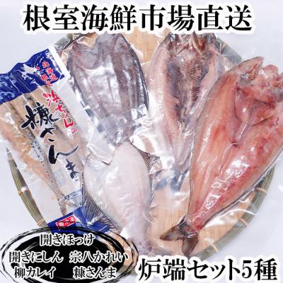 ふるさと納税 根室市 炉端セット5種(開きほっけ・開きにしん・宗八かれい・柳かれい・糠さんま) G-28080