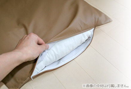 座布団カバー　合皮レザー　5枚組　55×59_ブラウン【G0587】