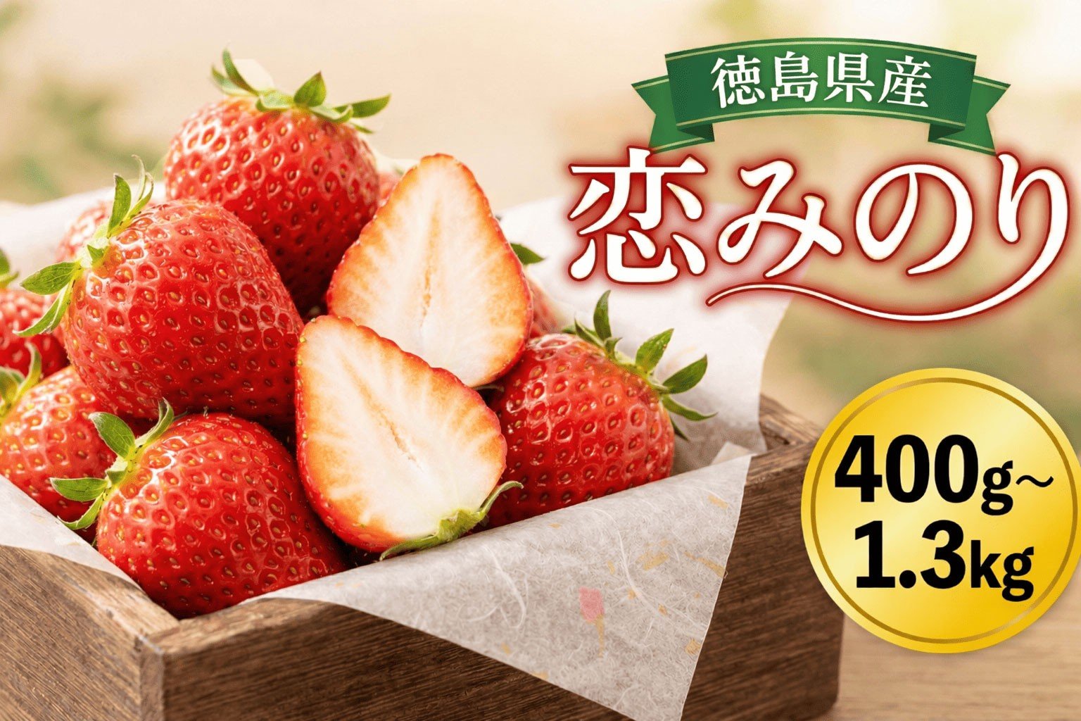 
                  徳島県産 恋みのり 選べる 400g 800g 1.3kg 甘い いちご 美味しい 品種 苺 イチゴ 先行予約 果物 フルーツ 恋みのり ストロベリー ジャム スムージー 期間限定 洋菓子 家族 子ども フルーツサンド フルーツ大福 いちご大福 苺大福 ケーキ アイス シャーベット 人気 オススメ お取り寄せ グルメ いちごはうす 近藤 民宿 農家民宿 みよし 徳島 三好
                