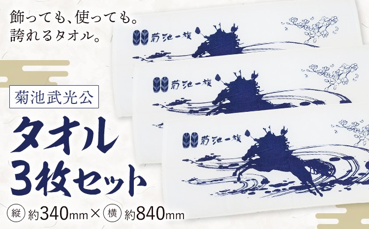 
                  タオル 3枚セット 幅 約840mm×高さ約340mm 株式会社アイエヌ《90日以内に出荷予定(土日祝除く)》熊本県 菊池市 タオル フェイスタオル 日用品 菊池一族 菊池武光 送料無料
                