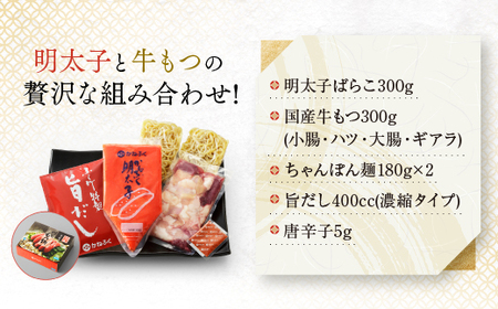 明太 もつ鍋 3～4人前 かねふく 明太子 築地 ふく竹 めんたいパーク 限定 鍋セット お手軽_AM004