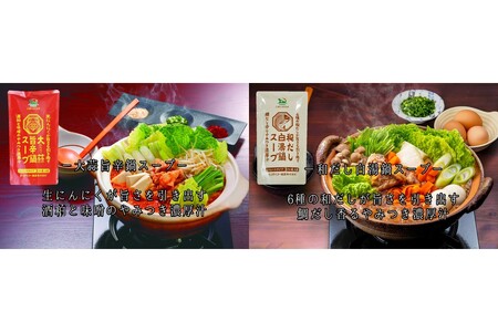 創業57年！老舗がつくる野菜が美味しい鍋つゆセット（美味しい 鍋つゆ 素 セット寄せ鍋 鴨鶏鍋 味噌豚骨鍋 大蒜旨辛鍋 和だし白湯鍋 食べ比べ ご当地 お取り寄せ 飯塚)【A-863】