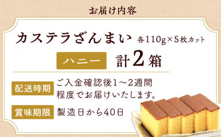 カステラ ざんまい 5枚カット×2箱 （ハニー×2） [QBL005] かすてら カステラ 長崎かすてら 長崎カステラ