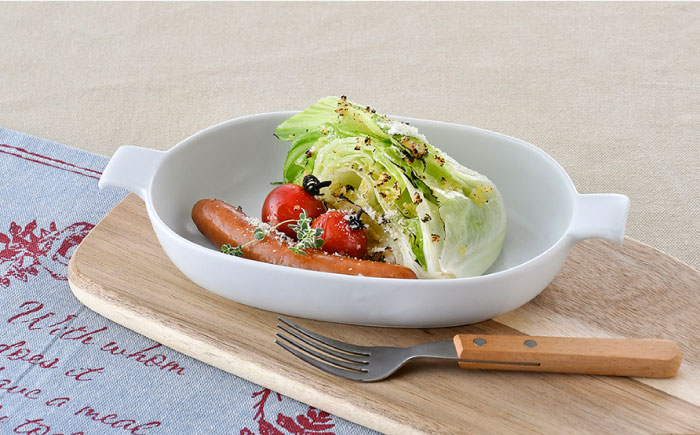 【波佐見焼】オーブンウェア グラタン皿 ホワイト・グレー ペアセット【光春窯】 [XD60]