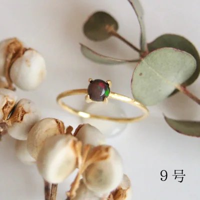 9号 天然石 ブラックオパール リング (Silver925 18KGP仕上げ) ／ Maco アクセサリー シルバー ヘアライン加工 プレゼント 奈良県 田原本町
