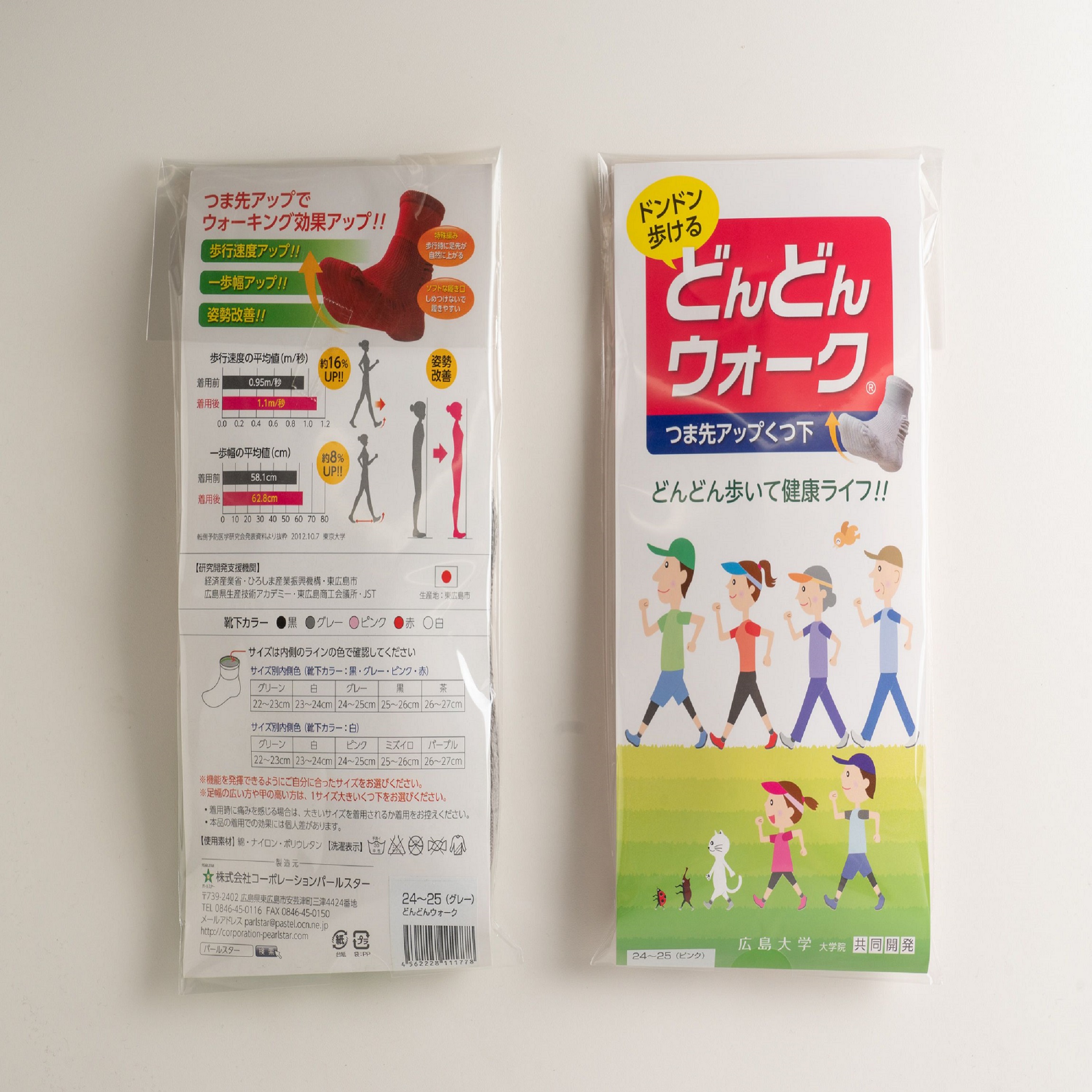 転倒予防くつ下どんどんウォーク2足組　白　22～23cm