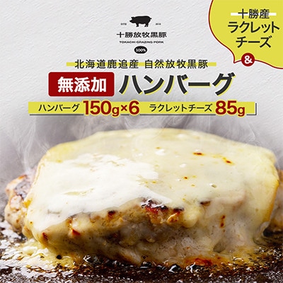 【毎月定期便】黒豚無添加ハンバーグ(150g×6)＆十勝産ラクレットチーズ(85g)全2回【配送不可地域：離島】