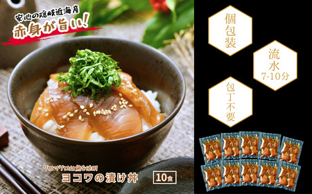 【ヨコワの漬け10食 計650ｇ】本マグロ幼魚 漬け丼 小分けパック お茶碗1杯分 簡単調理 漬け 丼 CAS凍結