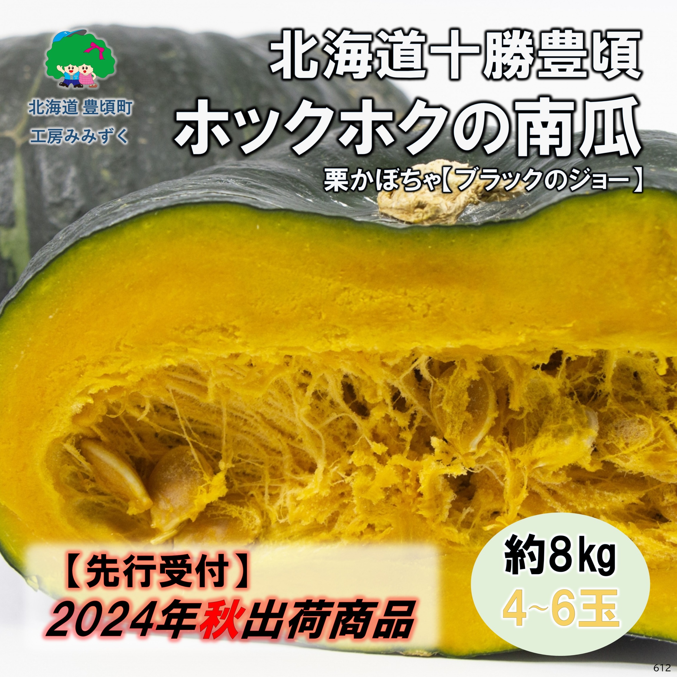 【2024年秋出荷（先行予約商品）】北海道十勝豊頃ホックホクの南瓜 約8kg（4～6玉）栗カボチャ：ブラックのジョー【工房みみずく】"北海道 十勝 豊頃町"