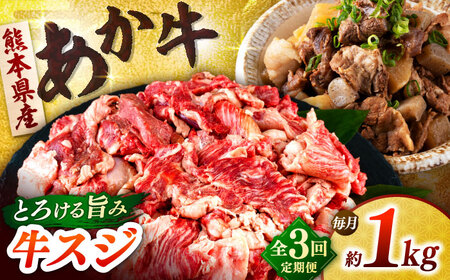 【全3回定期便】熊本あか牛スジ 1kg　 【合同会社　長岡フーズ】[ZFR046]