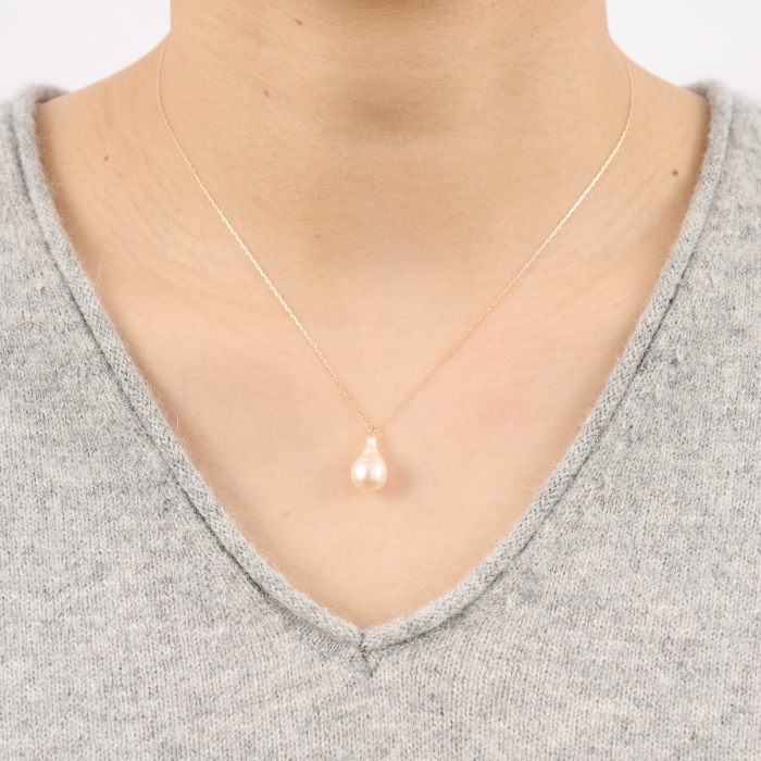 8ミリ可愛いアコヤバロックパールペンダントネックレス：B660-001_イメージ5