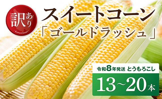 
                  【訳あり】令和8年発送　宮崎県産とうもろこし　スイートコーン「ゴールドラッシュ」13～20本【新鮮 農家直送 トウモロコシ 産地直送 季節限定 期間限定 宮崎県産 九州産】
                