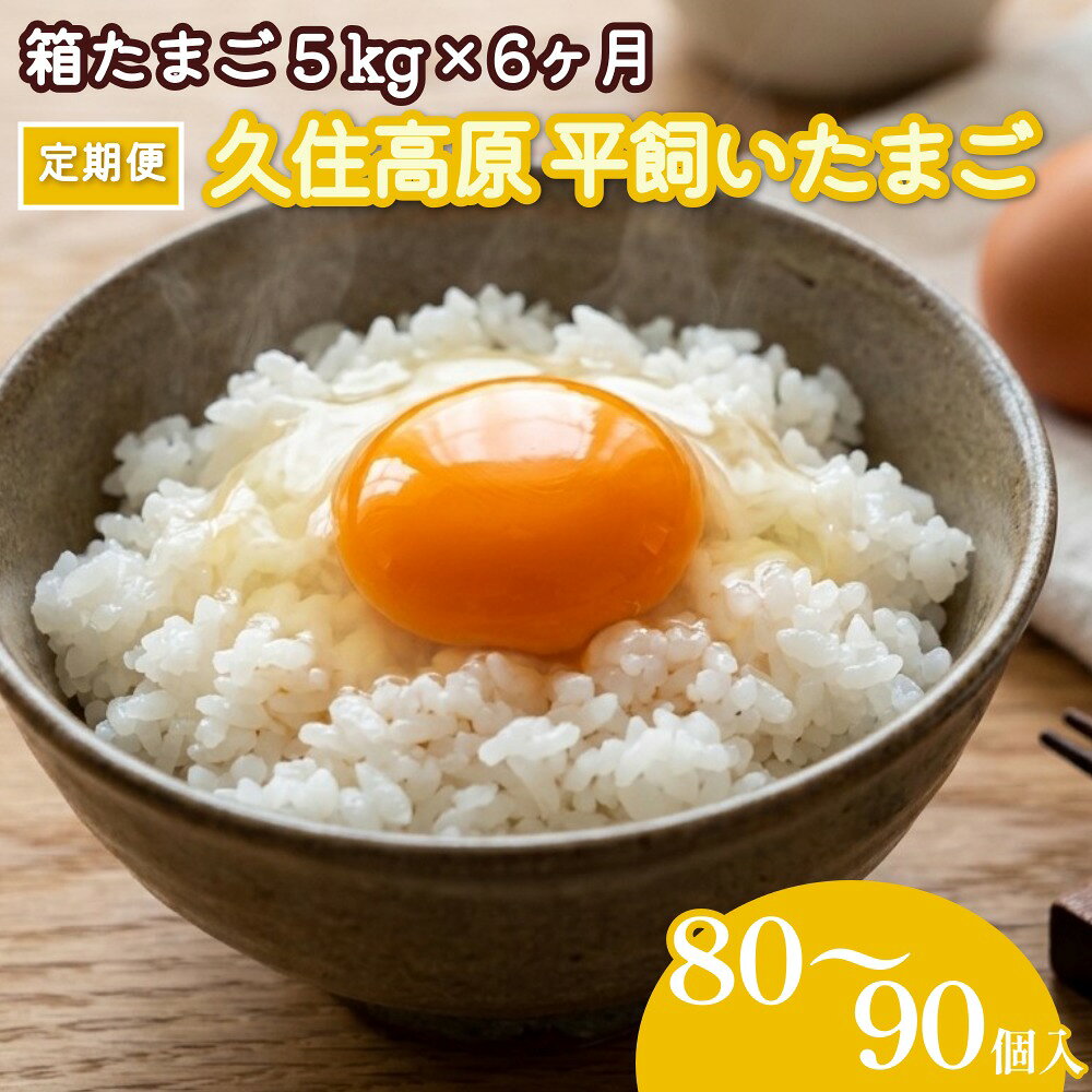【ふるさと納税】【定期便】久住高原 平飼いたまご 箱たまご 5kg×6ヶ月 80~90個入