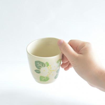 ふるさと納税 宇治市 宇治笠取焼　マグカップ&コースター(白花) |  | 01