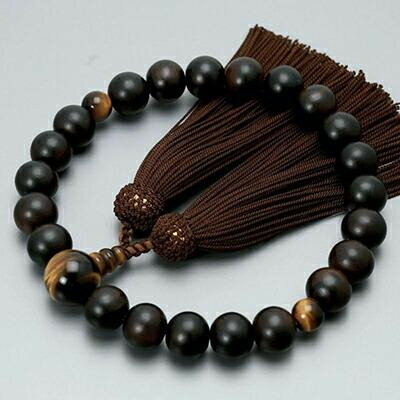 【京念珠】数珠 縞黒檀 虎目石 正絹房 | 土屋念珠店 男性用 メンズ 念珠 数珠 略式 京都府 京都市 京都