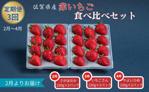 
【定期便3回】赤いちご食べ比べ（2月〜4月発送）：B275-006
