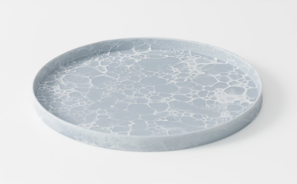 
                  【やま平窯】有田焼／グレー釉　志野泡シャーレプレート　25.5cm（ブラスト）
                