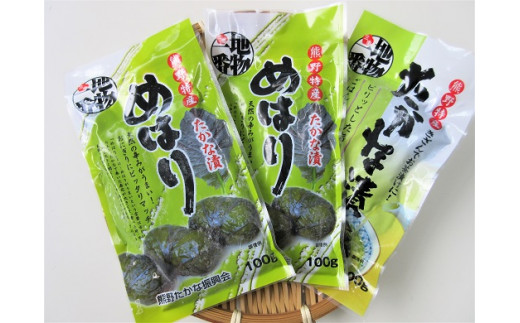 熊野特産 たかな漬「めはり」100ｇ×5袋 きざみ用100g×5袋 【化粧箱入り】【astk0004】