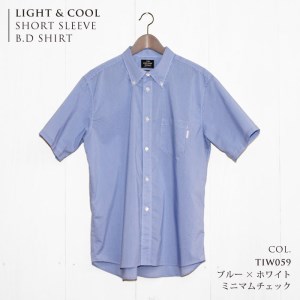 　播州織メンズシャツ「THE INDUSTRY WORKS」（半袖・1着）【TIW_059（ブルー×ホワイト）】 33-13