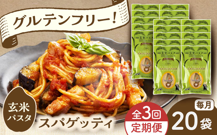 【全3回定期便】玄米パスタ スパゲッティ20袋セット / 玄米 パスタ 特産品 熊本【株式会社熊本玄米研究所】 [BHAF020]