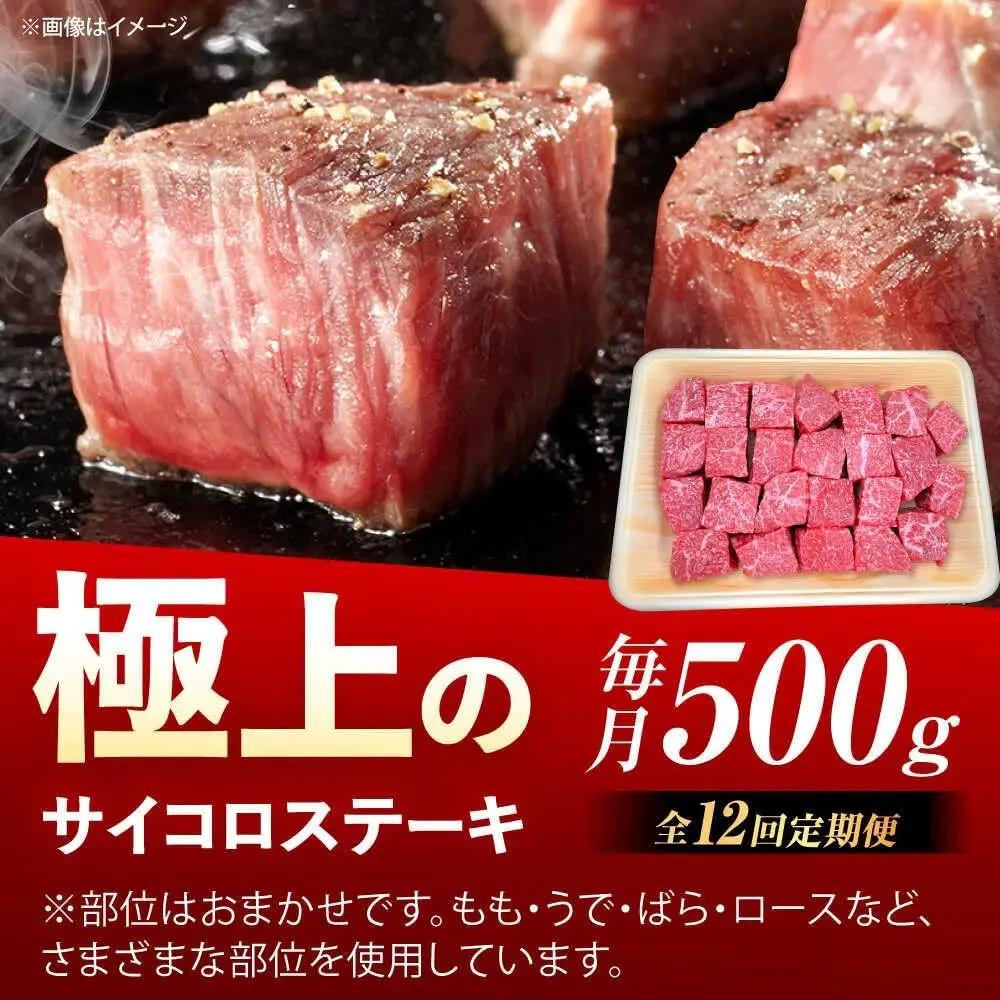 【12回定期便】 佐賀牛 サイコロステーキ 500g 牛ステーキ [UEM027]